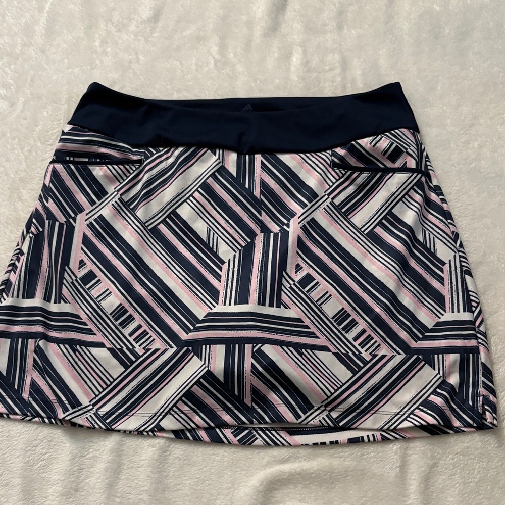 Adidas Pink and Navy Geometric Mini Skirt